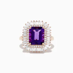 BH Multi 14K Rose Gold Amethyst and Diamond Cocktail Ring | Rings