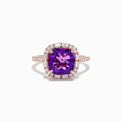 Effy Jewelry 14K Rose Gold Amethyst and Diamond Ring | Rings