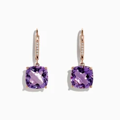 Effy Jewelry 14K Rose Gold Amethyst and Diamond Earrings, 8.12 TCW | Earrings
