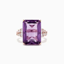 BH Multi 14K Rose Gold Amethyst and Diamond Cocktail Ring, 11.94 TCW | Rings