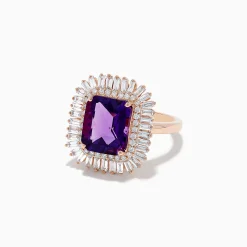 BH Multi 14K Rose Gold Amethyst and Diamond Cocktail Ring | Rings