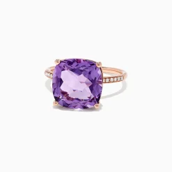 Effy Jewelry 14K Rose Gold Amethyst and Diamond Ring, 6.65 TCW | Rings