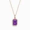 BH Multi 14K Rose Gold Amethyst, Pink Sapphire and Diamond Pendant, 8.08 TCW | Necklaces & Pendants