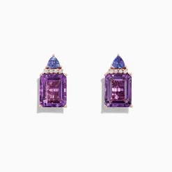 Effy Jewelry 14K Rose Gold Amethyst, Tanzanite and Diamond Earrings, 8.62 TCW | Earrings