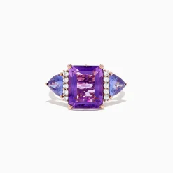 Effy Jewelry 14K Rose Gold Amethyst, Tanzanite and Diamond Ring, 7.49 TCW | Rings