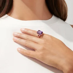 BH Multi 14K Rose Gold Amethyst, Tanzanite and Diamond Cocktail Ring, 7.60 TCW | Rings