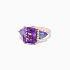 Effy Jewelry 14K Rose Gold Amethyst, Tanzanite and Diamond Ring, 7.49 TCW | Rings