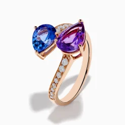 Effy Jewelry 14K Rose Gold Amethyst, Tanzanite and Diamond Ring | Rings