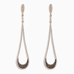 BH Multi 14K Rose Gold Brown and White Diamond Drop Earrings, 1.70 TCW | Earrings