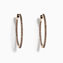 Effy Jewelry 14K Rose Gold Brown Diamond Hoop Earrings 1.60 TCW | Earrings
