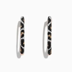 Effy Jewelry 14K Rose Gold Diamond Leopard Spot Hoop Earrings, 0.78 TCW | Necklaces & Pendants