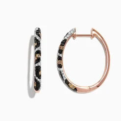 Effy Jewelry 14K Rose Gold Diamond Leopard Spot Hoop Earrings, 0.78 TCW | Necklaces & Pendants