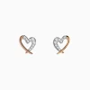 Effy Jewelry 14K Rose Gold Diamond Open Heart Earrings | Earrings