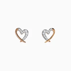 Effy Jewelry 14K Rose Gold Diamond Open Heart Earrings | Earrings