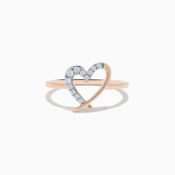Effy Jewelry 14K Rose Gold Diamond Open Heart Ring | Rings