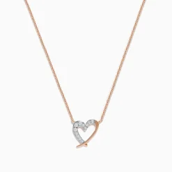 Effy Jewelry 14K Rose Gold Diamond Open Heart Necklace | Necklaces & Pendants