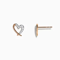 Effy Jewelry 14K Rose Gold Diamond Open Heart Earrings | Earrings