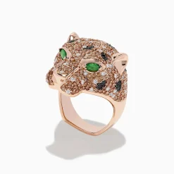 BH Multi 14K Rose Gold Emerald and Mixed Diamonds Panther Ring | Mens