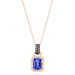 Effy Jewelry 14K Rose Gold Emerald Cut Tanzanite and Diamond Pendant, 1.56 TCW | Necklaces & Pendants