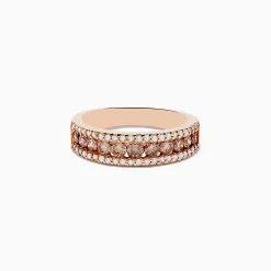 Effy Jewelry 14K Rose Gold Espresso and White Diamond Ring, .89 TCW | Rings
