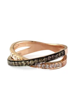 Effy Jewelry 14K Rose Gold Espresso and White Diamond Ring, .57 TCW | Rings