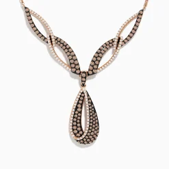 Effy Jewelry 14K Rose Gold Espresso and White Diamond Drop Necklace | Necklaces & Pendants