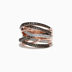 Effy Jewelry 14K Rose Gold Espresso and White Diamond Ring, 0.74 TCW | Rings