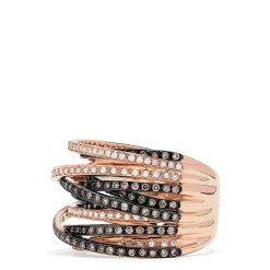 Effy Jewelry 14K Rose Gold Espresso and White Diamond Cross Over Ring, 1.36 TCW | Rings