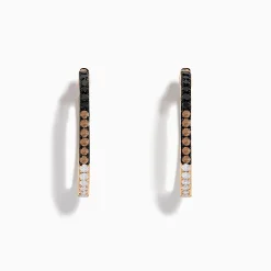Effy Jewelry 14K Rose Gold Espresso, Black and White Diamond Hoop Earrings | Earrings