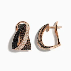 Effy Jewelry 14K Rose Gold Espresso, Black, and White Diamond Earrings | Earrings