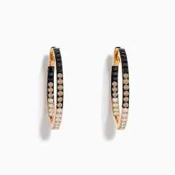 Effy Jewelry 14K Rose Gold Espresso, Black and White Diamond Hoop Earrings | Earrings