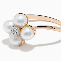 Effy Jewelry 14K Rose Gold Fresh Water Pearl and Diamond Flower Ring | Rings