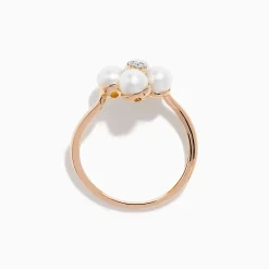 Effy Jewelry 14K Rose Gold Fresh Water Pearl and Diamond Flower Ring | Rings
