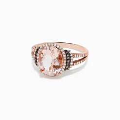Effy Jewelry 14K Rose Gold Morganite and Diamond Ring, 3.42 TCW | Rings