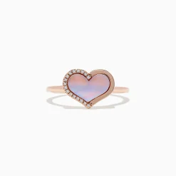 BH Multi 14K Rose Gold Mother of Pearl and Diamond Heart Ring, 0.04 TCW | Rings