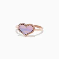 BH Multi 14K Rose Gold Mother of Pearl and Diamond Heart Ring, 0.04 TCW | Rings