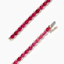 Effy Jewelry 14k Rose Gold Oval Pink Tourmaline and Ruby Tennis Bracelet 6.56 TCW | Bracelets