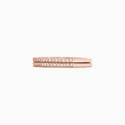 Effy Jewelry 14K Rose Gold Pave Diamond Band, Set of Two | Rings