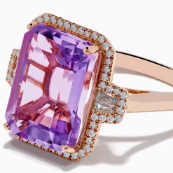 Effy Jewelry 14K Rose Gold Pink Amethyst and Diamond Cocktail Ring | Rings