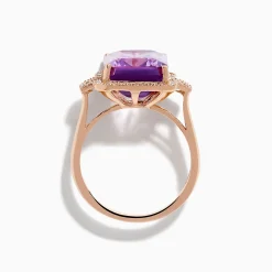 Effy Jewelry 14K Rose Gold Pink Amethyst and Diamond Cocktail Ring | Rings