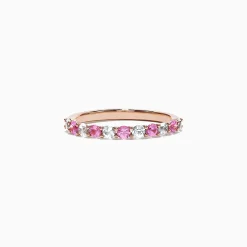 Effy Jewelry 14K Rose Gold Pink and White Sapphire Band Ring, 0.94 TCW | Rings