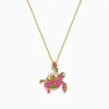 Effy Jewelry 14K Rose Gold Pink and Yellow SapphireTsavorite and Diamond Turtle Pendant | Necklaces & Pendants