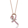Effy Jewelry 14K Rose Gold Pink Sapphire and Diamond Breast Cancer Awareness Ribbon Pendant, 0.31 TCW | Necklaces & Pendants