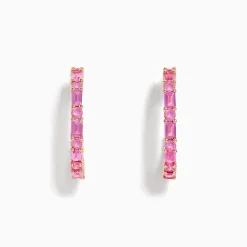 Effy Jewelry 14K Rose Gold Pink Sapphire Hoop Earrings | Earrings