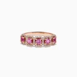 BH Multi 14K Rose Gold Pink Sapphire and Diamond Ring, 0.85 TCW | Rings
