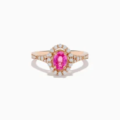 Effy Jewelry 14K Rose Gold Pink Sapphire and Diamond Ring | Rings