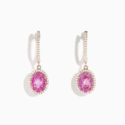 Effy Jewelry 14K Rose Gold Pink Sapphire and Diamond Earrings | Earrings
