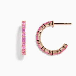 Effy Jewelry 14K Rose Gold Pink Sapphire Hoop Earrings | Earrings