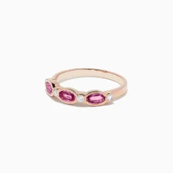 BH Multi 14K Rose Gold Pink Sapphire and Diamond Ring, 0.88 TCW | Rings
