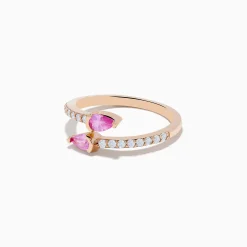 Effy Jewelry 14K Rose Gold Pink Sapphire and Diamond Bypass Ring | Rings